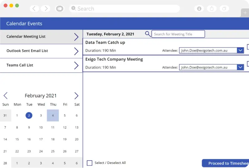 Calendar Integration | Get best solution for Timesheet Automation Power App from Exigo Tech Australia