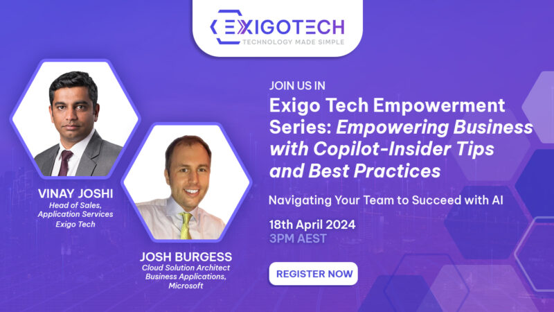 Unlocking the Power of AI and Copilot for Businesses: A Webinar by Exigo Tech - Exigo Tech website blog Feature image