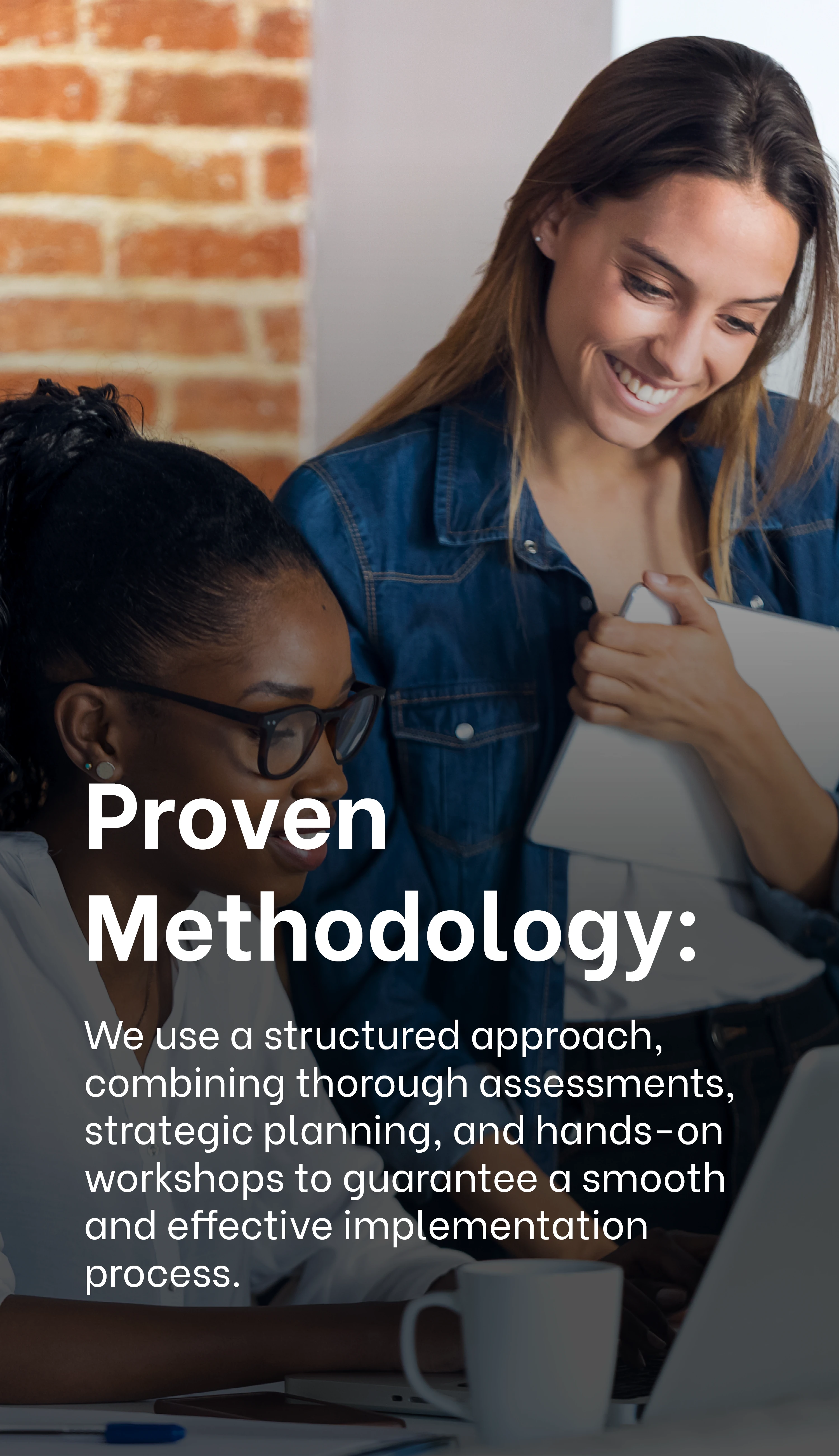 Proven Methodology: Professionals collaborating on a project, highlighting Exigo Tech's proven methodology for smooth implementation.