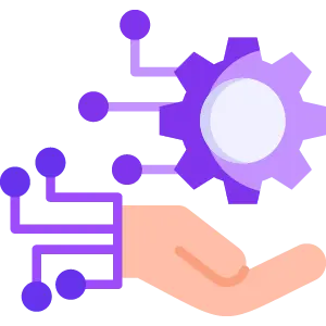 Graphic depicting robotic process automation for streamlining repetitive tasks and reducing manual workload